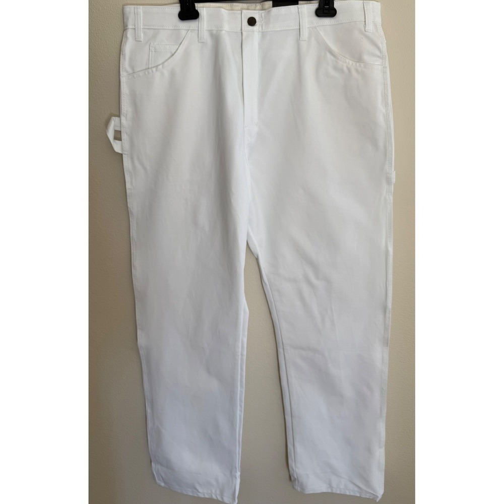 Dickies Men's 38 Painter Utility Pants White Relaxed  Hammer Loops Tool Pockets
